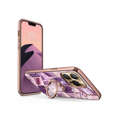 Husa Supcase Comso Compatibila Cu iPhone 13 Pro Max, Cu Inel Pe Spate, Marble Mov